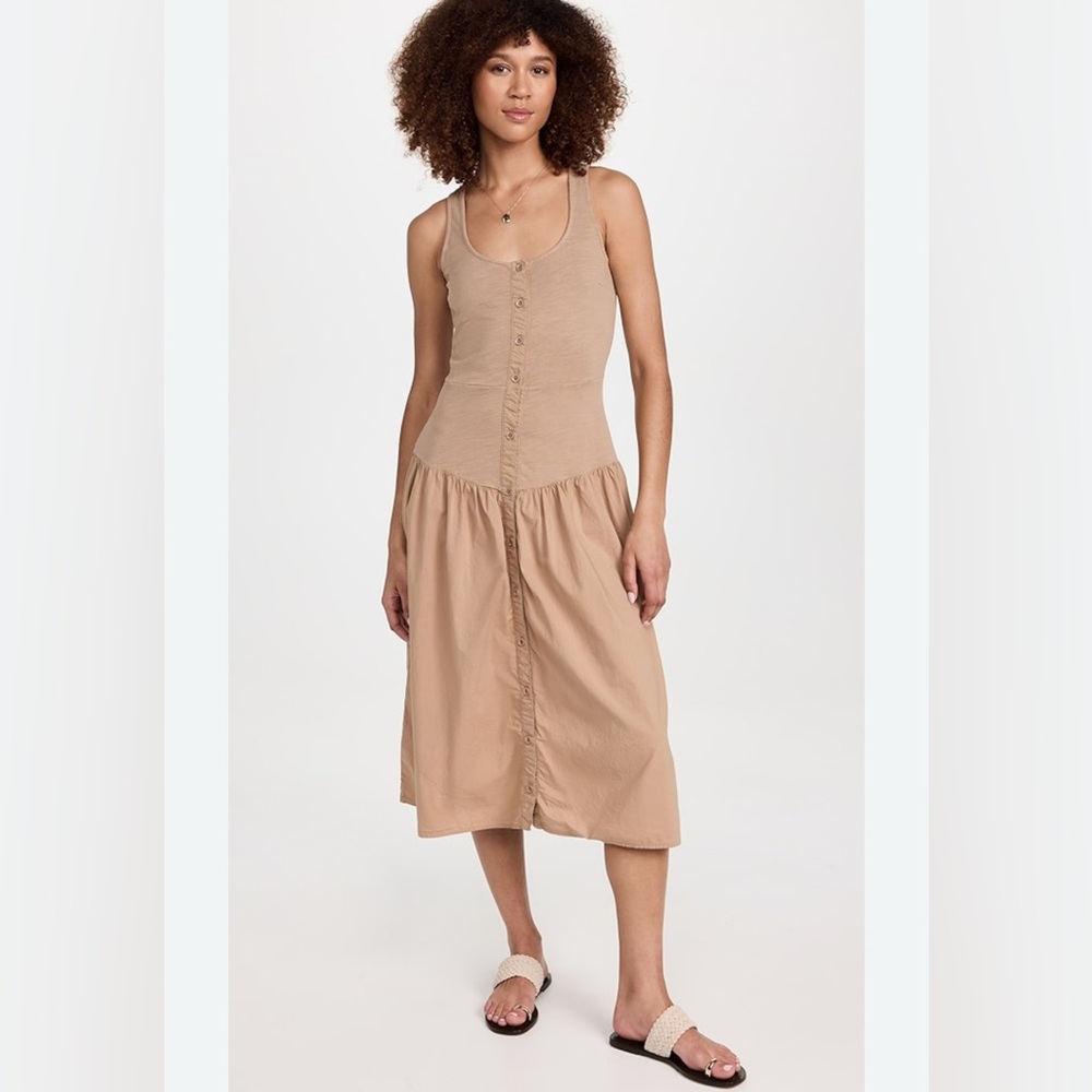 Nation LTD Carrie Romantic Scoop Neck Sleeveless Dress XL Cafe Spring Vacation